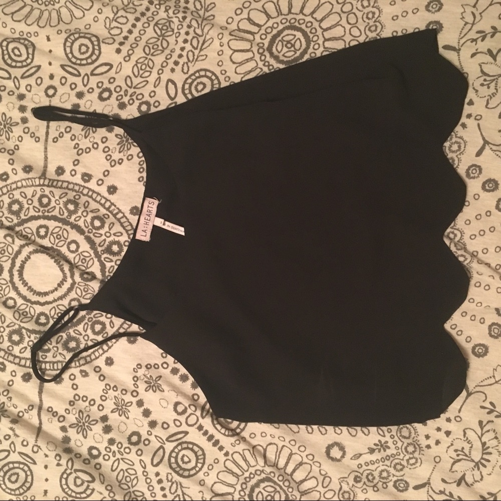Black Scalloped Crop Top
